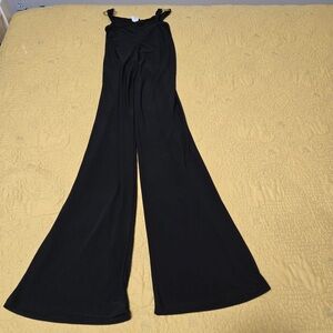 Vintage Y2K Pants M Black Gold Side Cutout Stretchy Mid Rise Boot Cut Kick Flare